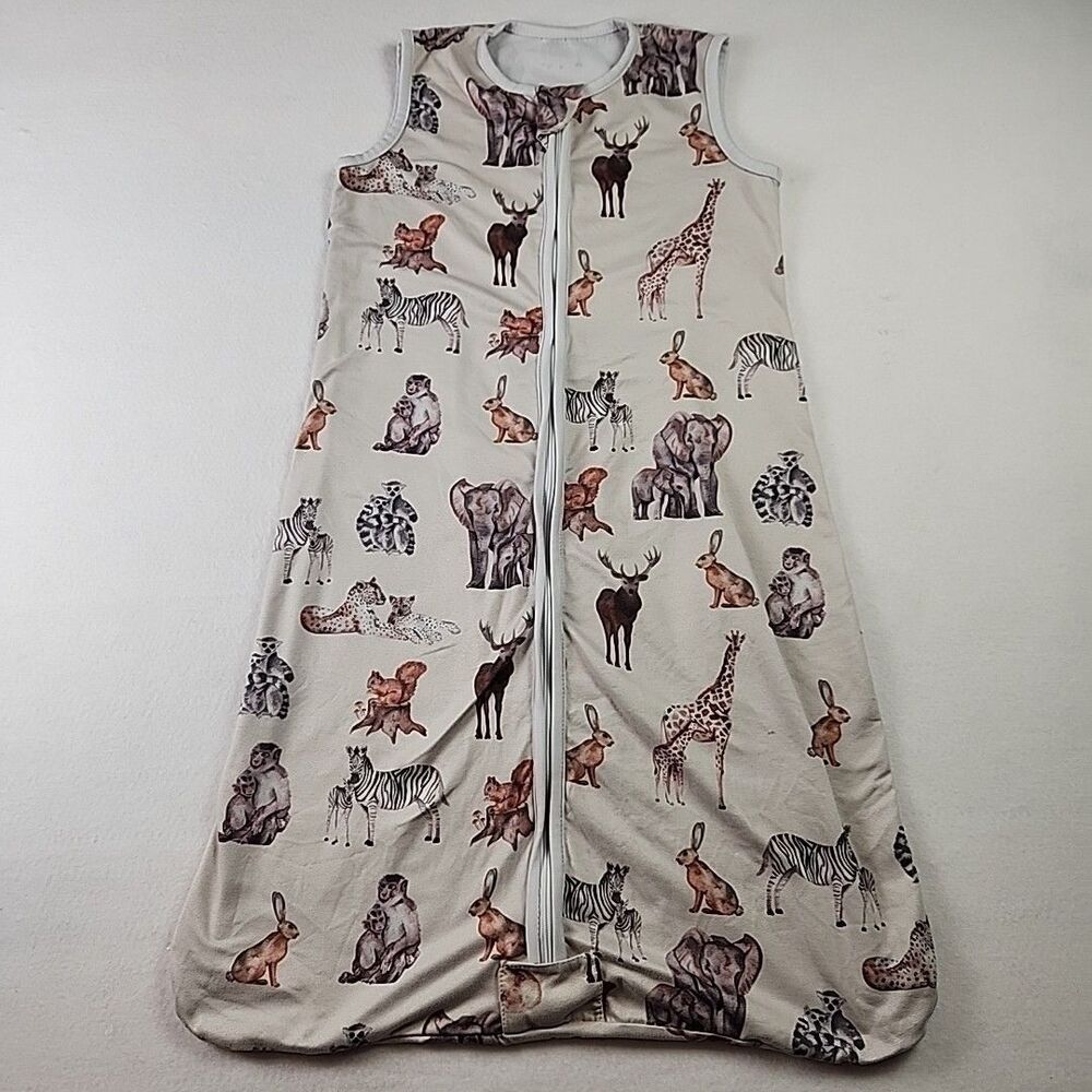 Safari Animals Baby Sleep Sack Sleeveless Zip Front Unisex 27" Length